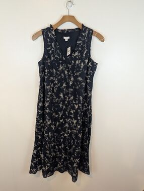 NWT J. Jill Navy Bluebird Petite Sleeveless Maxi Dress, Sz Petite Medium